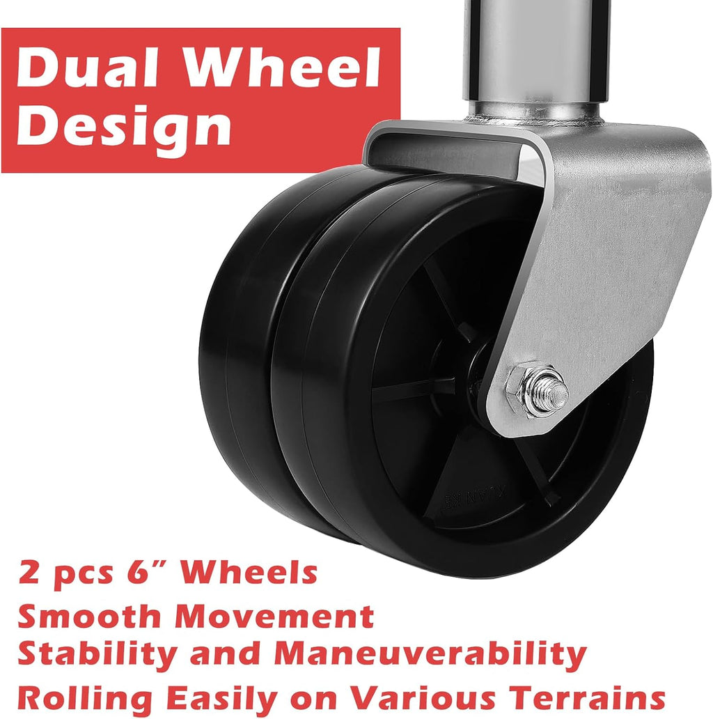 2000 lbs Heavy Duty Trailer Jack, Dual 6 Inch Wheels Boat Trailer Tongue Jack, 12 Inch Travel Swivel Jack for RV