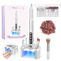 Cordless Electric Nail Drill with UV LED Nail Lamp Charging Base | Nail Drill Machine 35000 RPM Professional Manicure