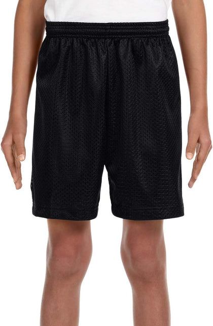 Youth Six Inch Inseam Mesh Short, Large, Black
