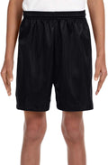 Youth Six Inch Inseam Mesh Short, Small, Black