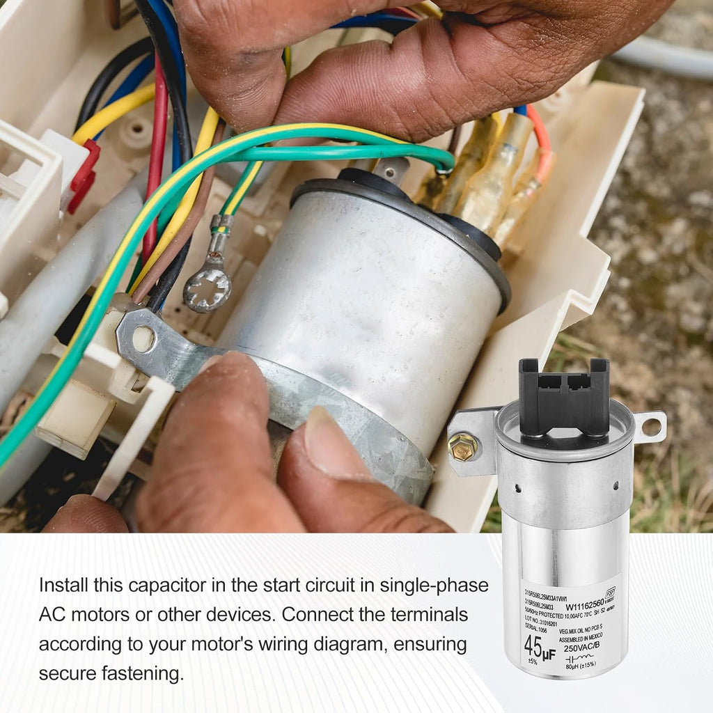 MECCANIXITY Washer Run Capacitor 45uF 250V Run Round Start Capacitor the on