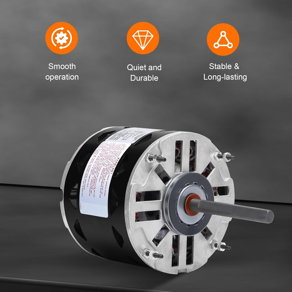 DL1036 Direct Drive Blower Motor - 1/3 HP, 1075 RPM, 3 Speed, 115 Volt, 4.9 Amp, 48 Frame Sleeve Bearing Compatible with A.O. Smith/Century/GE/Fasco/Emerson/Franklin/Dayton/Universal Electric/Fedders