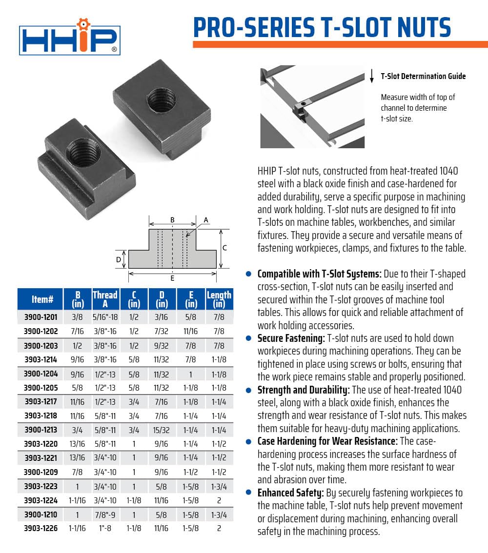 HHIP 5/8" 1/2-13 T-Slot Nut (3900-1205)