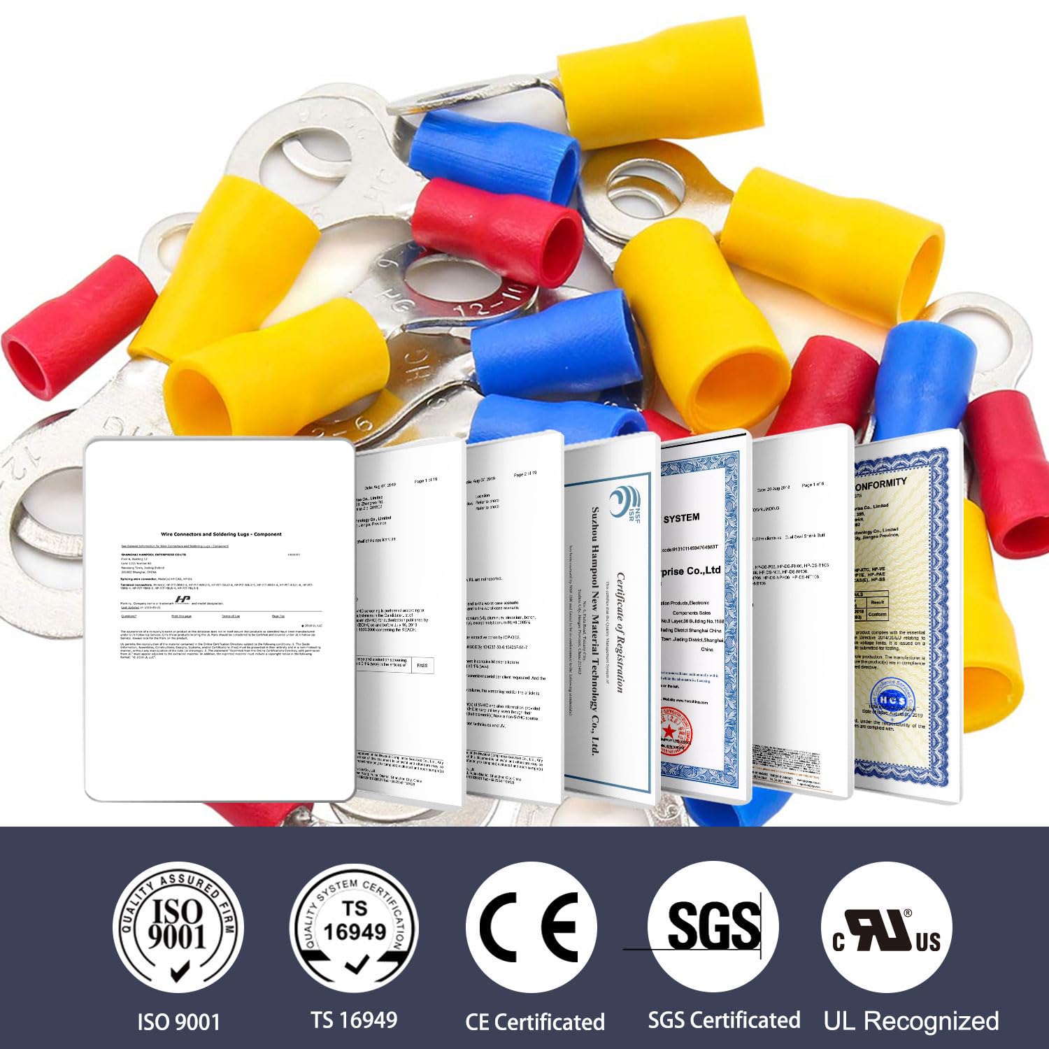 210pcs Insulated Ring Terminals Kit for 22-16GA, 16-14, 12-10AWG | Eyelet #8, #10, 1/4", 5/16" PVC Wire Connector