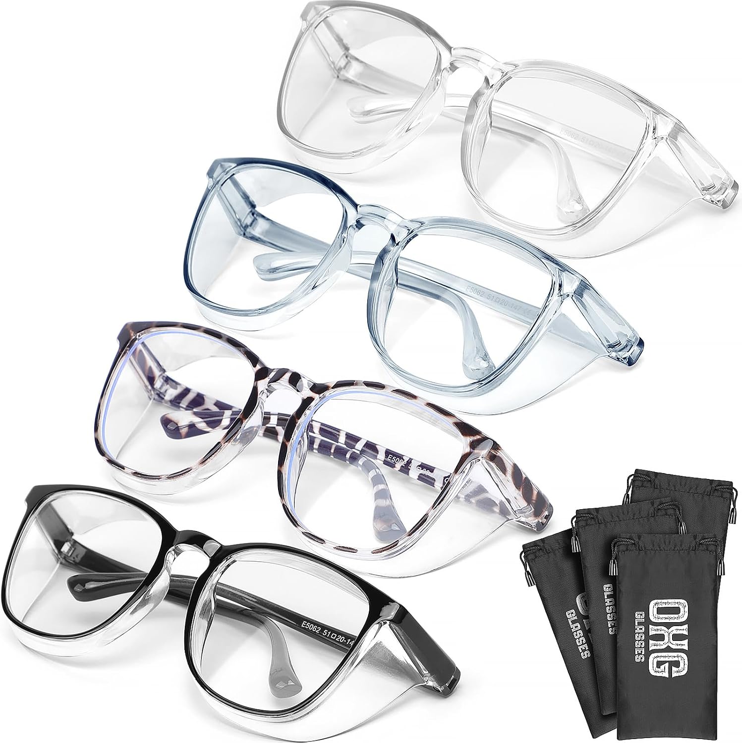 4 Pack Safety Glasses Anti Fog Goggles, Blue Light Blocking Stylish Safety Glasses for Women Nurses Protective Eyewear