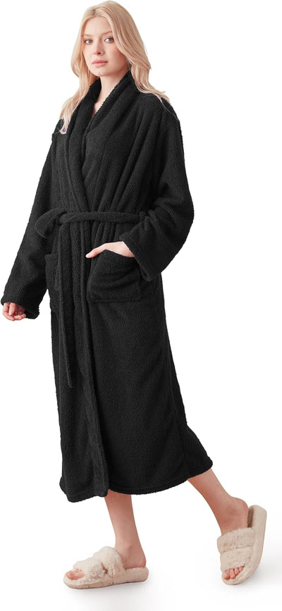 Premium Women's Plush Soft Robe – Fluffy, Warm Fleece Long Sherpa Bathrobe
