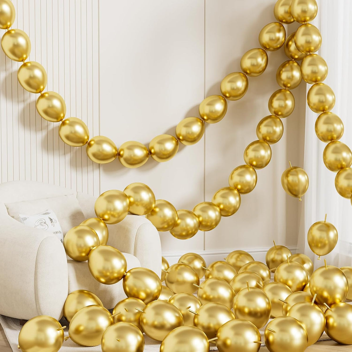 Gold Linking Balloons, 60 Pcs 6 Inch Quick Link Balloons