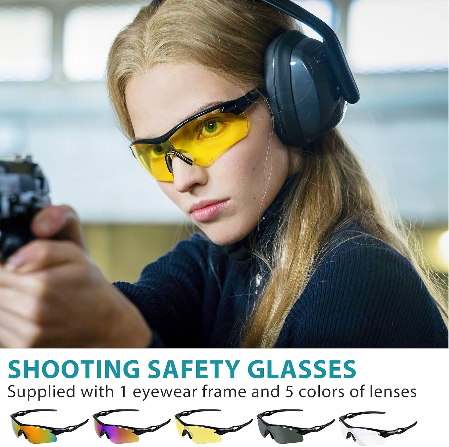 Shooting Glasses with 5 Interchangeable Lenses and Carrying Case Anti Fog Hunting Safety Glasses for Men Women