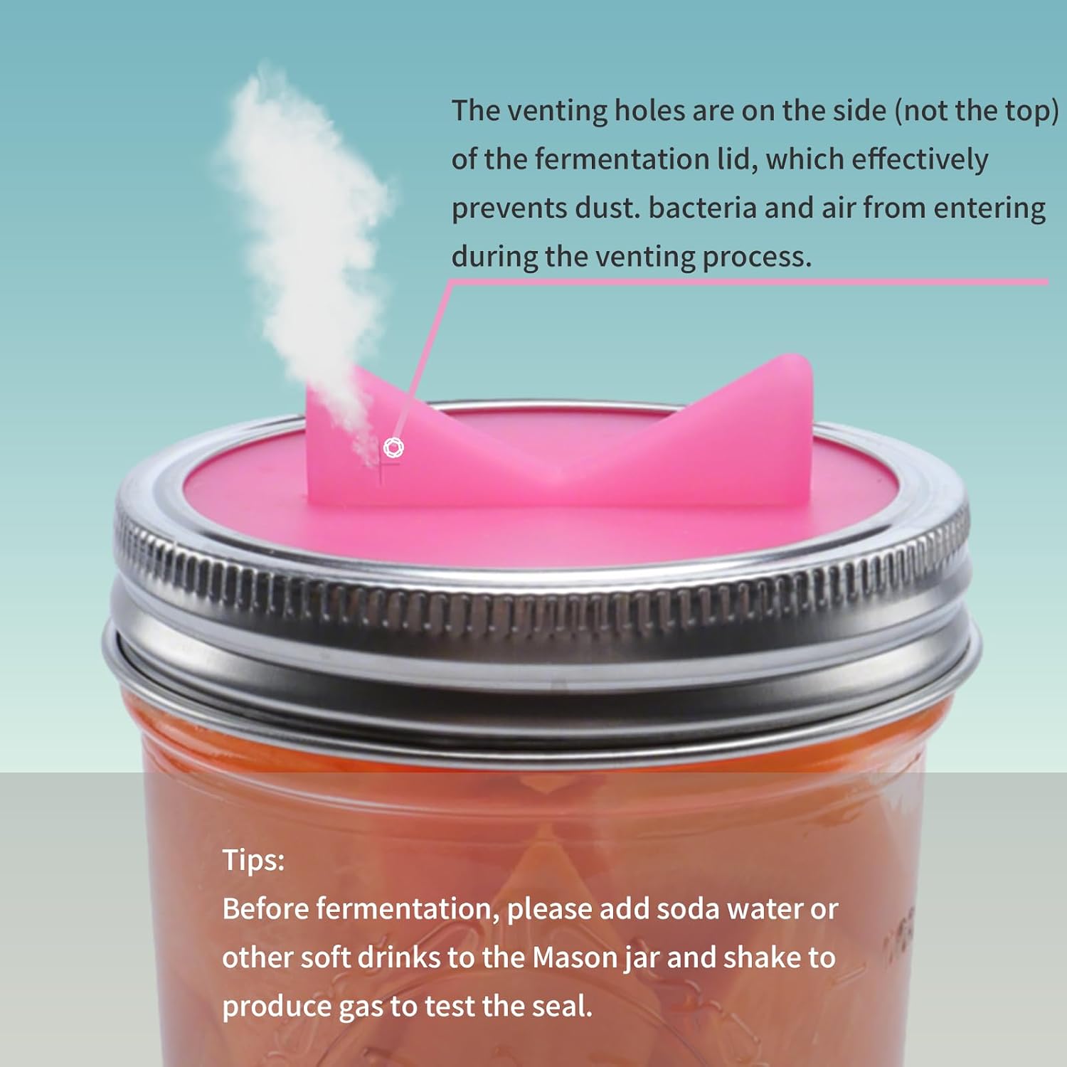 Mason Jar Fermentation Lids 4 Pack Silicone easy to clean Airlock Sauerkraut Fermenting lids for Wide Mouth Mason
