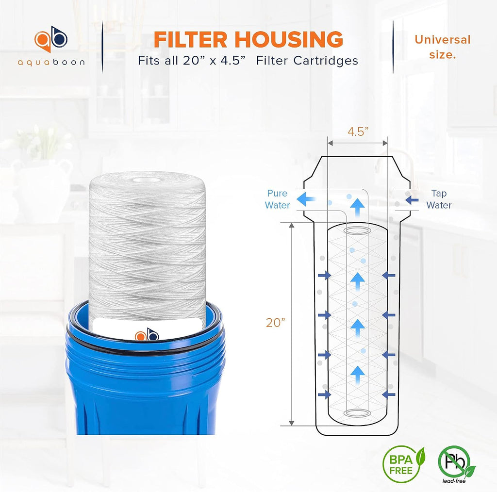 Aquaboon 5 Micron 20 x 4.5 Whole House String Wound Water Filter 2-Pack