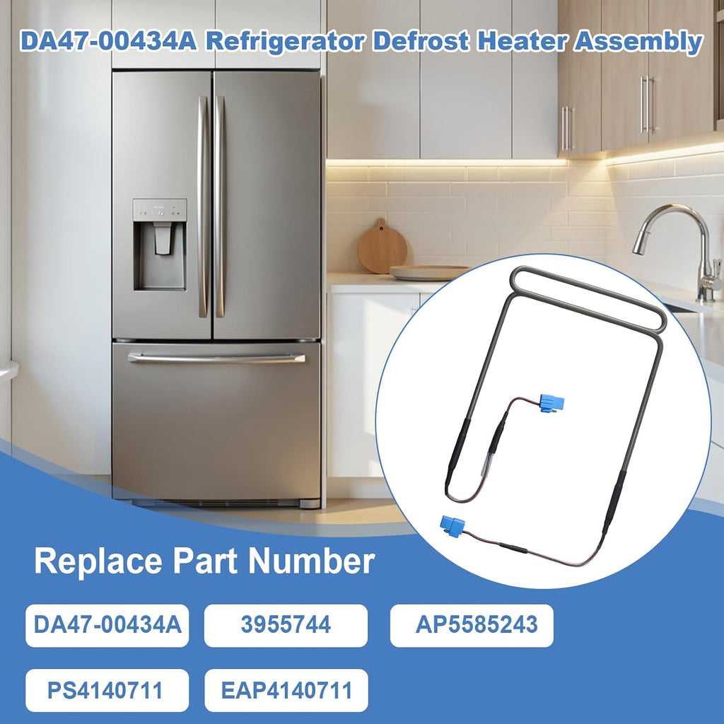 DA47-00434A Refrigerator Defrost Heater Assembly Compatible with Samsung RF28JBEDBSG/AA, RF25HMEDBSG/AA, RF24FSEDBSR/AA, RF22NPEDBSR/AA, RF30KMEDBSG/AA, Replaces 3955744,AP5585243,PS4140711,EAP4140711