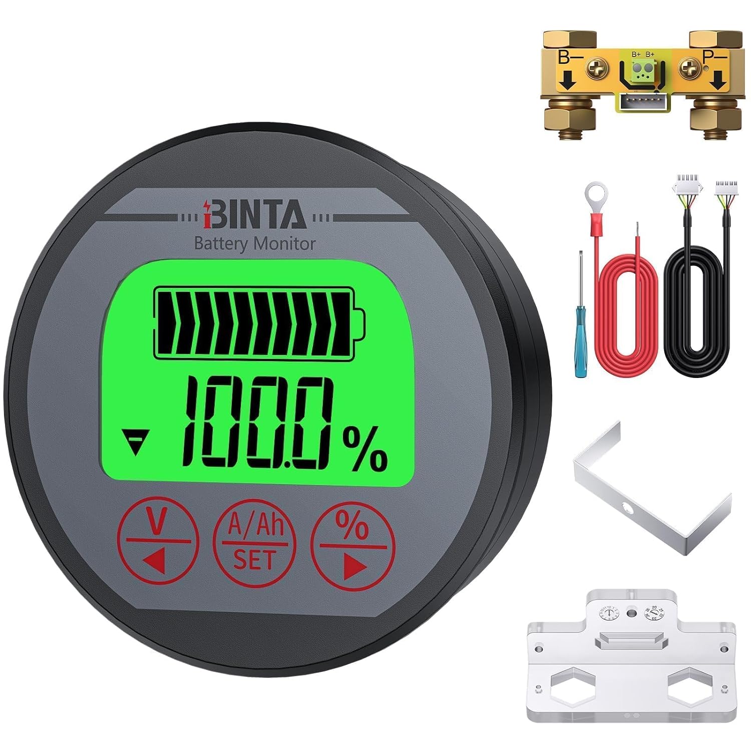 Battery Monitor with Shunt 8-120V 0-500A Voltmeter Ammeter Backlight | Voltage Current Meter, Waterproof Battery