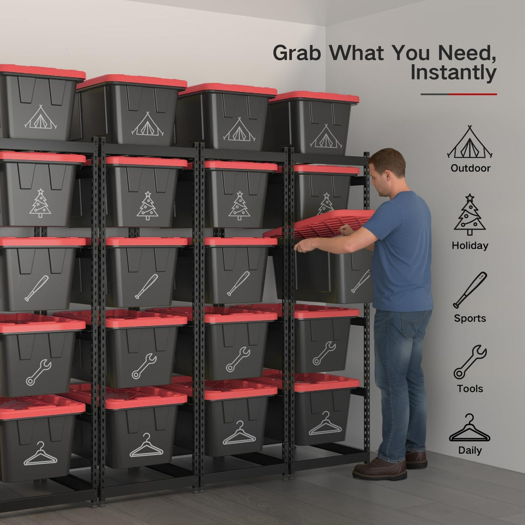 27 Gallon Storage Bin Rack Organizer, Heavy-Duty Tote Storage Rack, 5-Tier Standing Storage Bin Shelves, 250 lb