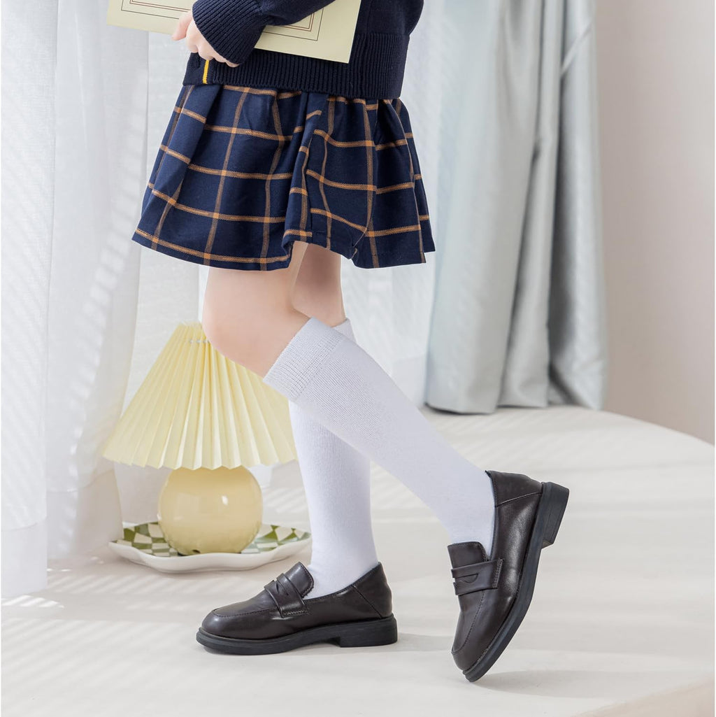 Girls Knee High Socks Seamless Cotton School Uniform Socks Kids Boy Over the Calf Sock 3/5 Pack