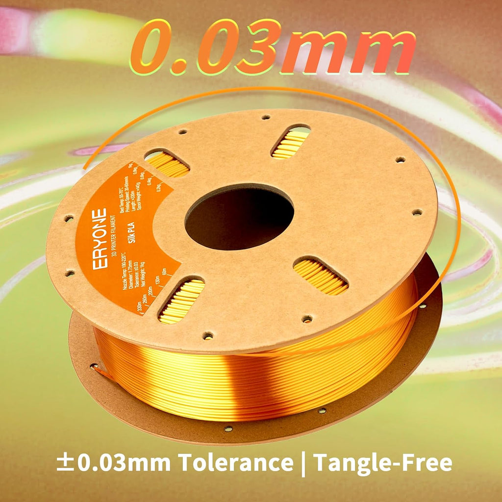 Silk PLA Filament for 3D Printer 1.75mm +/- 0.03mm, Shiny Filament 1kg (2.1lbs)/Spool, Liquid Gold