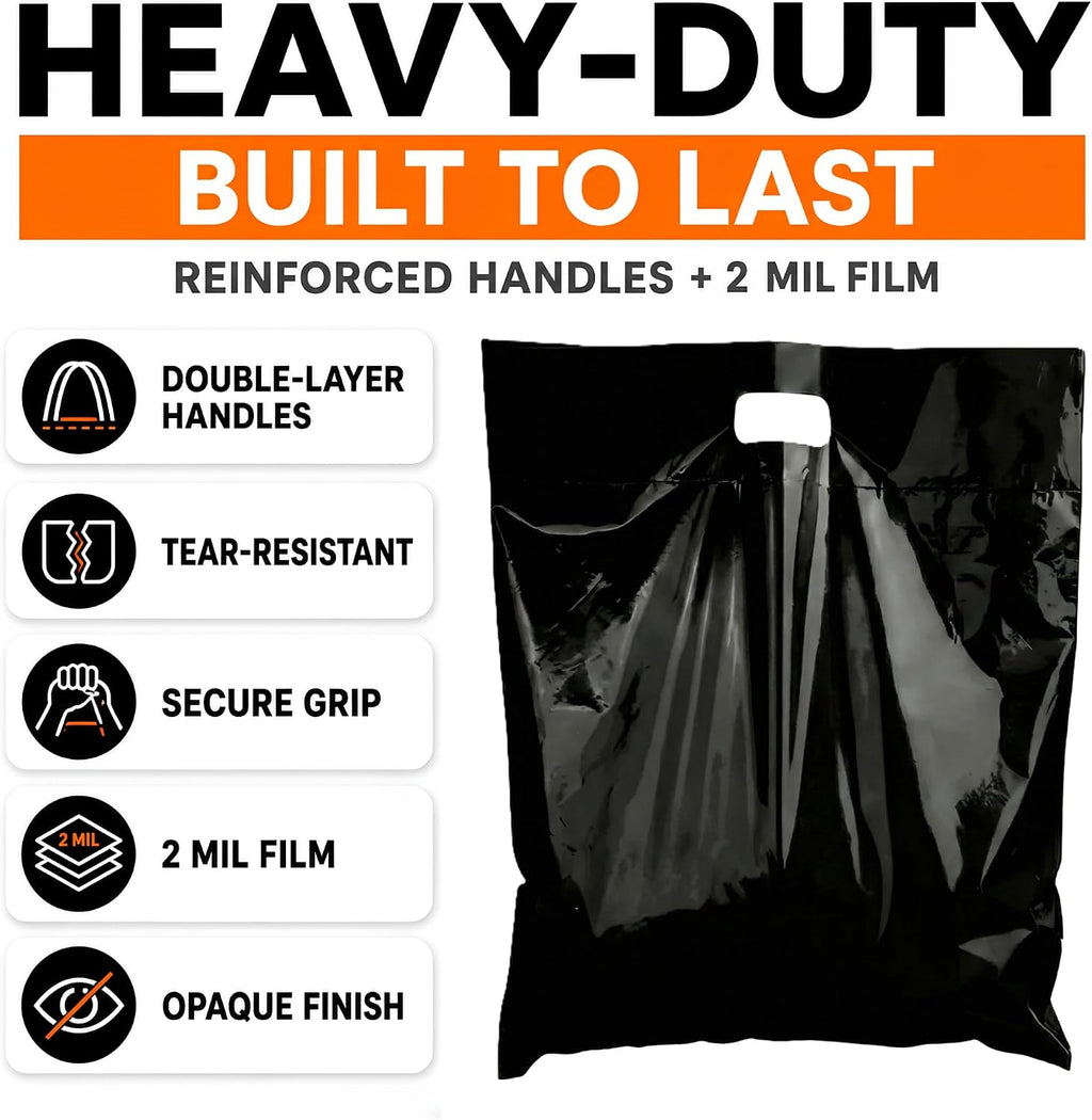 16x18 Large Plastic Shopping Bags for Small Business - Bags with Handles