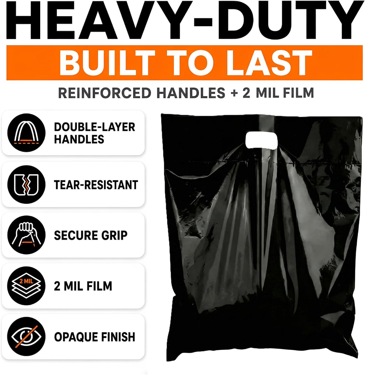 16x18 Large Plastic Shopping Bags for Small Business - Bags with Handles