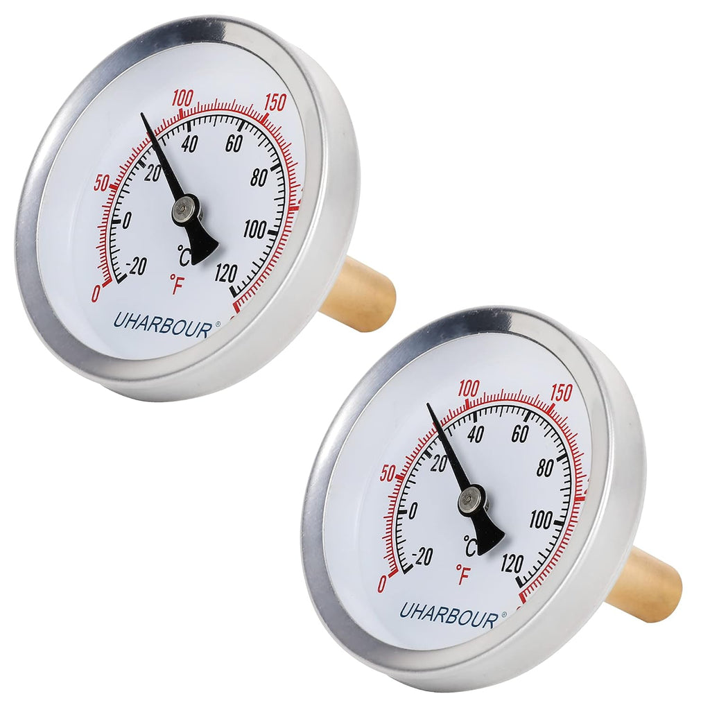 Uharbour 2-1/2" Dial Bi-Metal Water Thermometer 2 Pack, 1/2" NPT