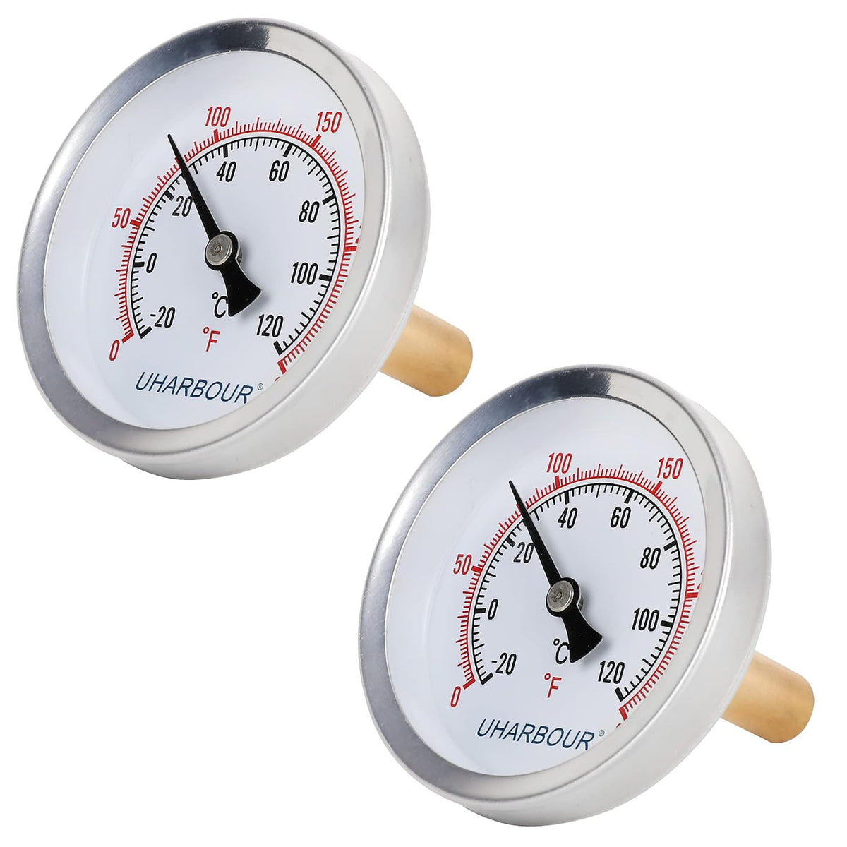Uharbour 2-1/2" Dial Bi-Metal Water Thermometer 2 Pack, 1/2" NPT