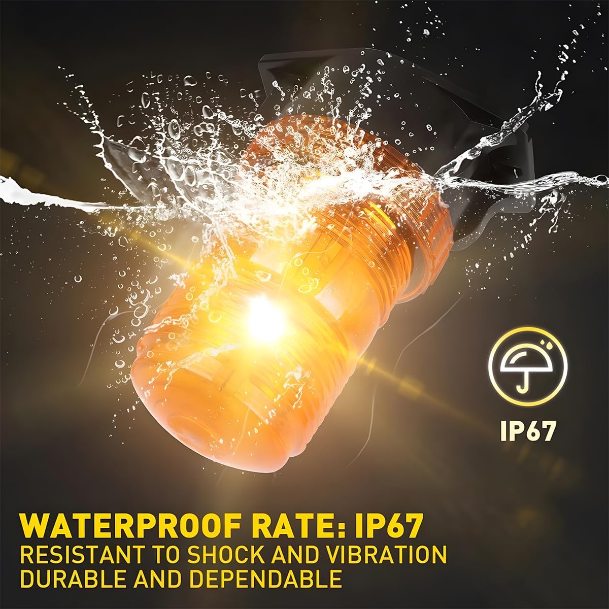 Car Amber LED Strobe Lights, Magnetic Vehicle Safety Warning Emergency Flashing Beacon Lights, Automitive Roof Top