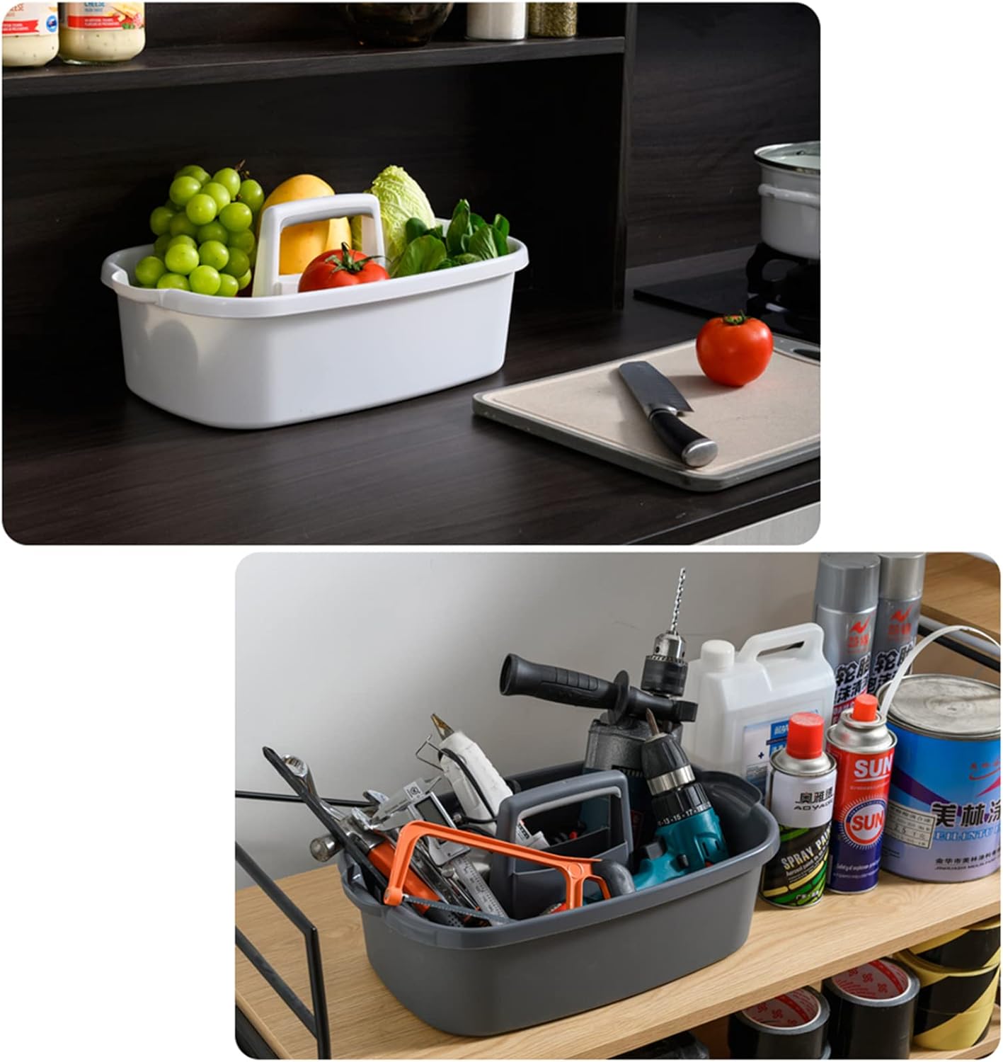 Large Cleaning Supplies Caddy Portable Shower Basket Supply Organizer with Handle Plastic Bucket Tool Storage for