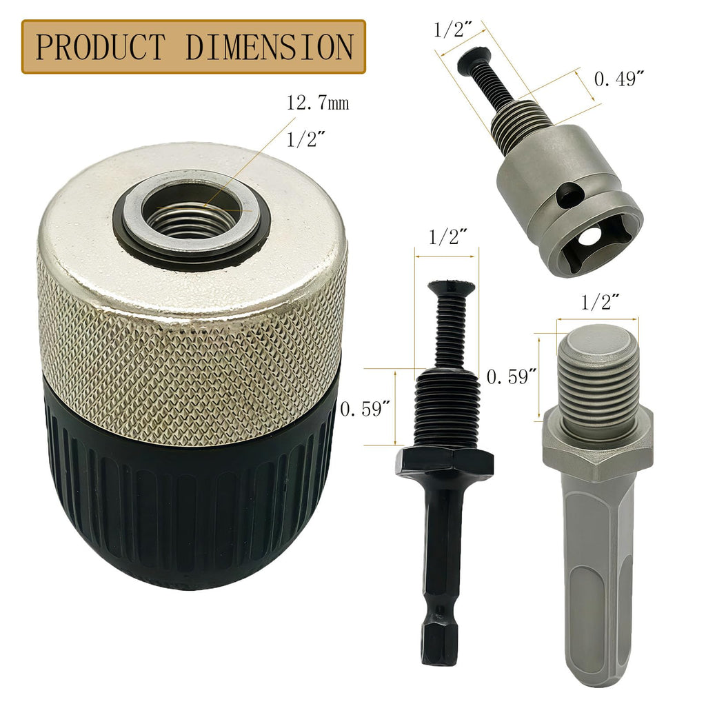 Keyless Drill Chuck Adapters Replace for Dewalt DWD112 DWD115 Adapter