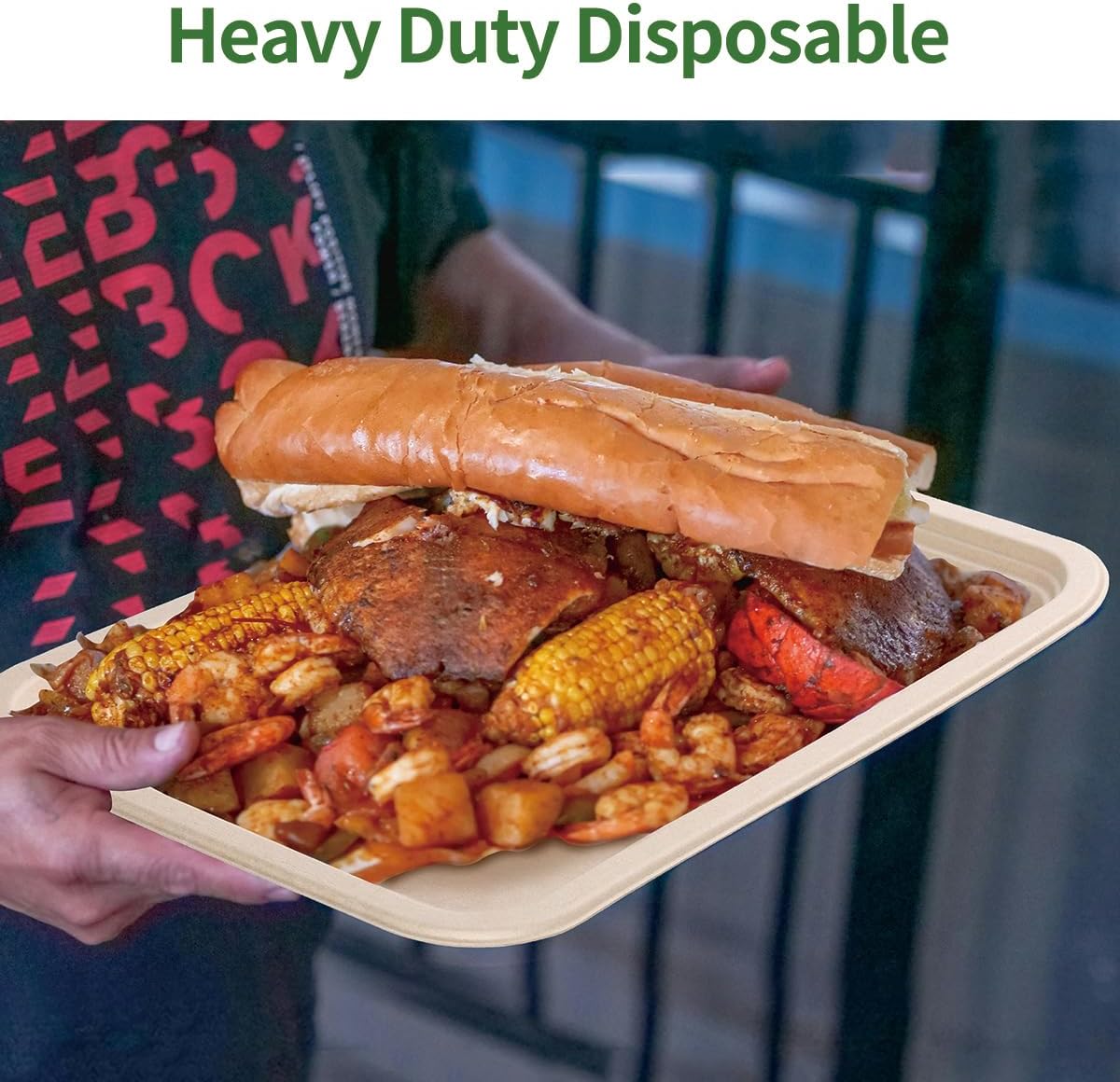 14 inch Disposable Food Trays 100 Pack Compostable Party Platters