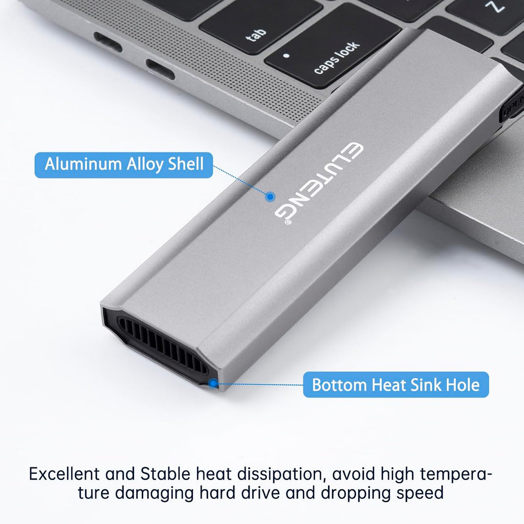M.2 SSD Enclosure M.2 NVME SATA Dual Protocol Hard Drive Enclosure Aluminum USB 3.2 Gen 2 10Gbps External NVMe to USB