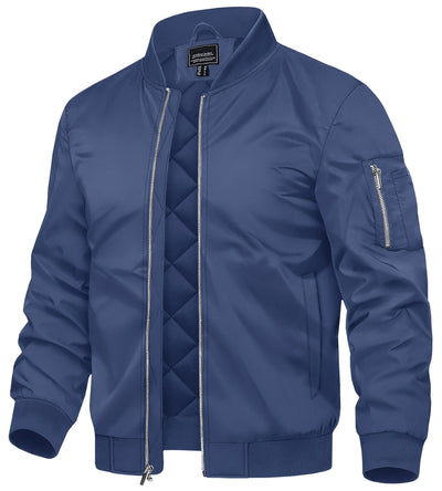 Men's Bomber Jackets Thermal Quilted Jacket Water Resistant Warm Winter Coats RoyalBlue XL