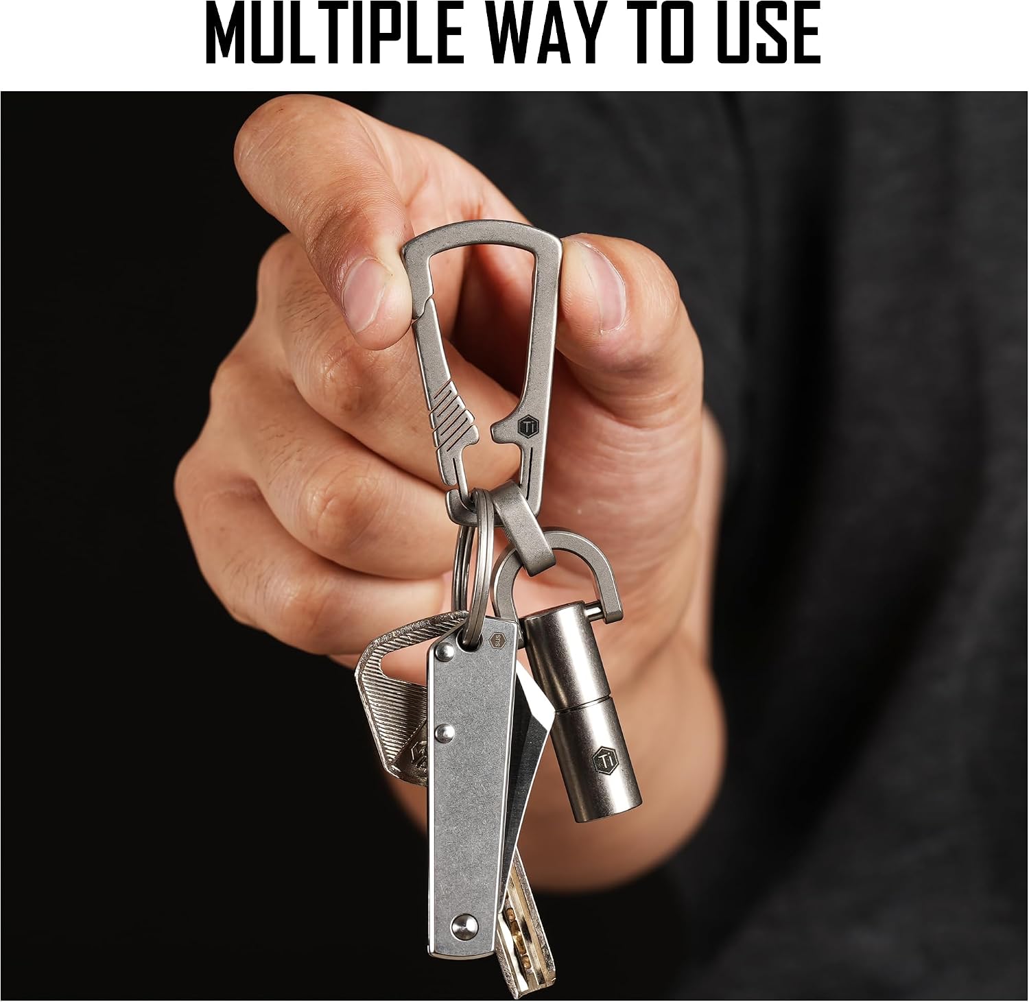 Titanium Carabiner Keychain Clip, Quick Release EDC Key Holder Organizer with Key Ring