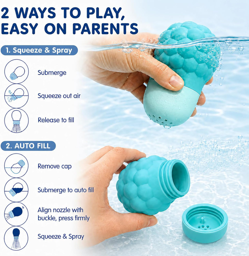 Sensory Squeeze Water Bathtub Toy for Toddlers 1-3, 3PCS Silicone Pool Toy | Detachable Textured Squirt Toys For 18+