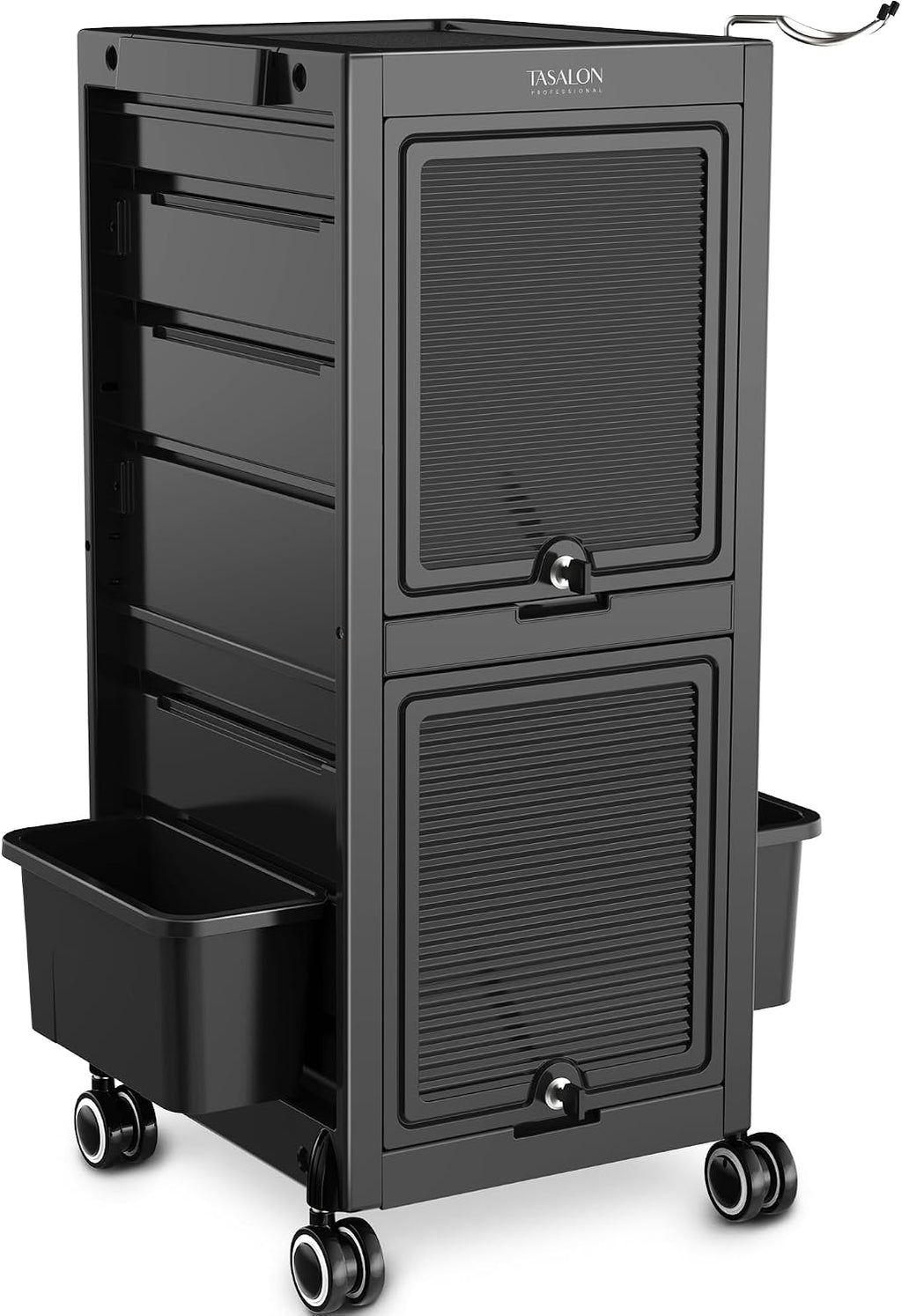 Lockable Salon Trolley Cart with Wheels and 6 Drawers & 2 Bucket | Versatile Salon Cart for Hair Stylist, Salon