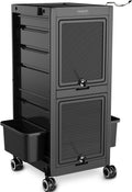 Lockable Salon Trolley Cart with Wheels and 6 Drawers & 2 Bucket | Versatile Salon Cart for Hair Stylist, Salon