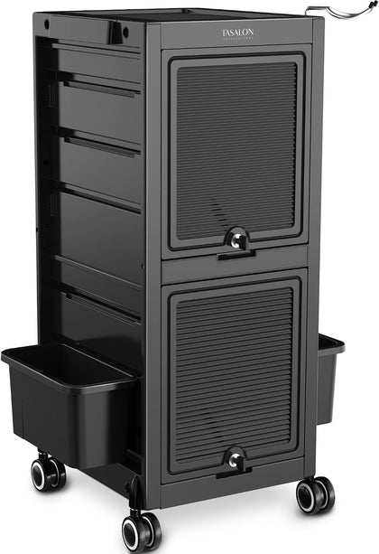 Lockable Salon Trolley Cart with Wheels and 6 Drawers & 2 Bucket | Versatile Salon Cart for Hair Stylist, Salon