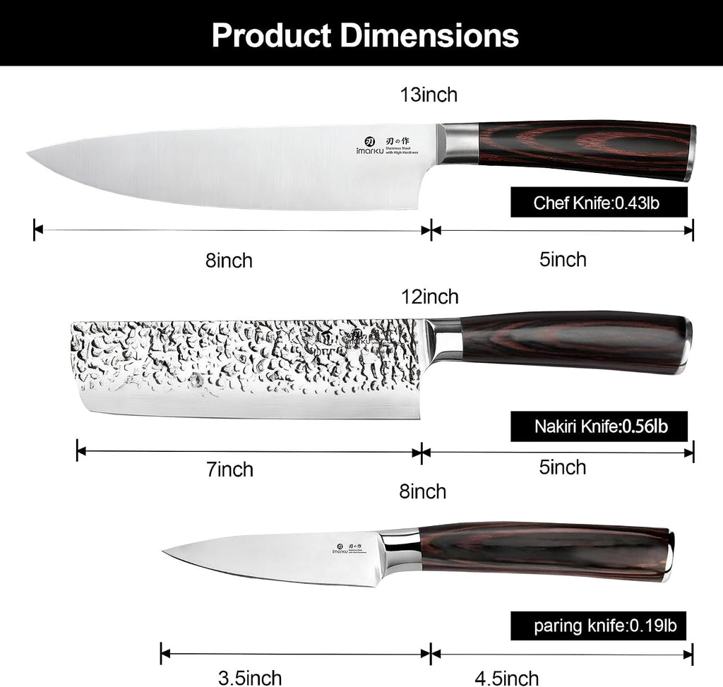 3 Pieces Knife set, Japanese HC Stainless Steel Kitchen Knife Set