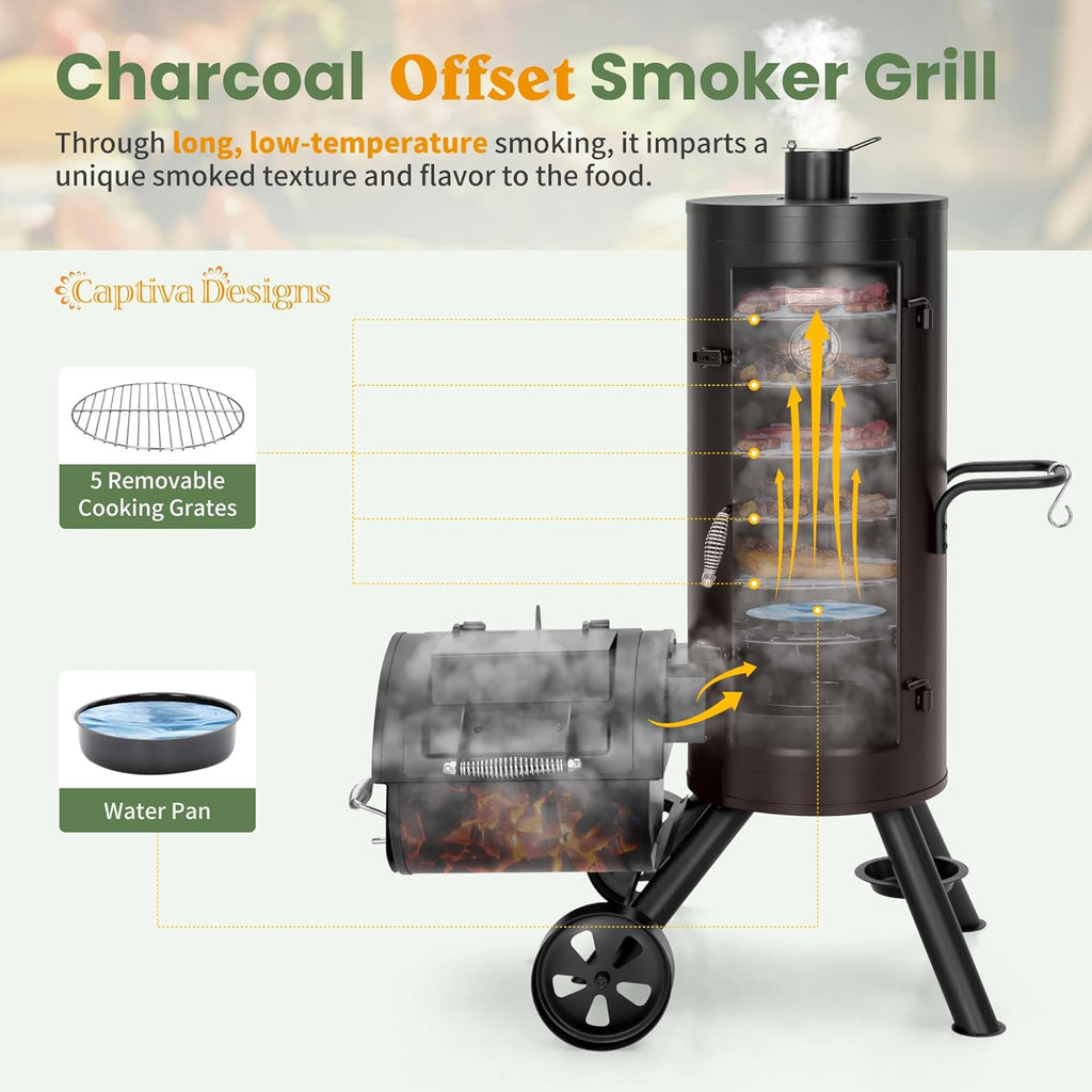 Vertical Charcoal Smoker Grill Extra Large Barbecue Grill
