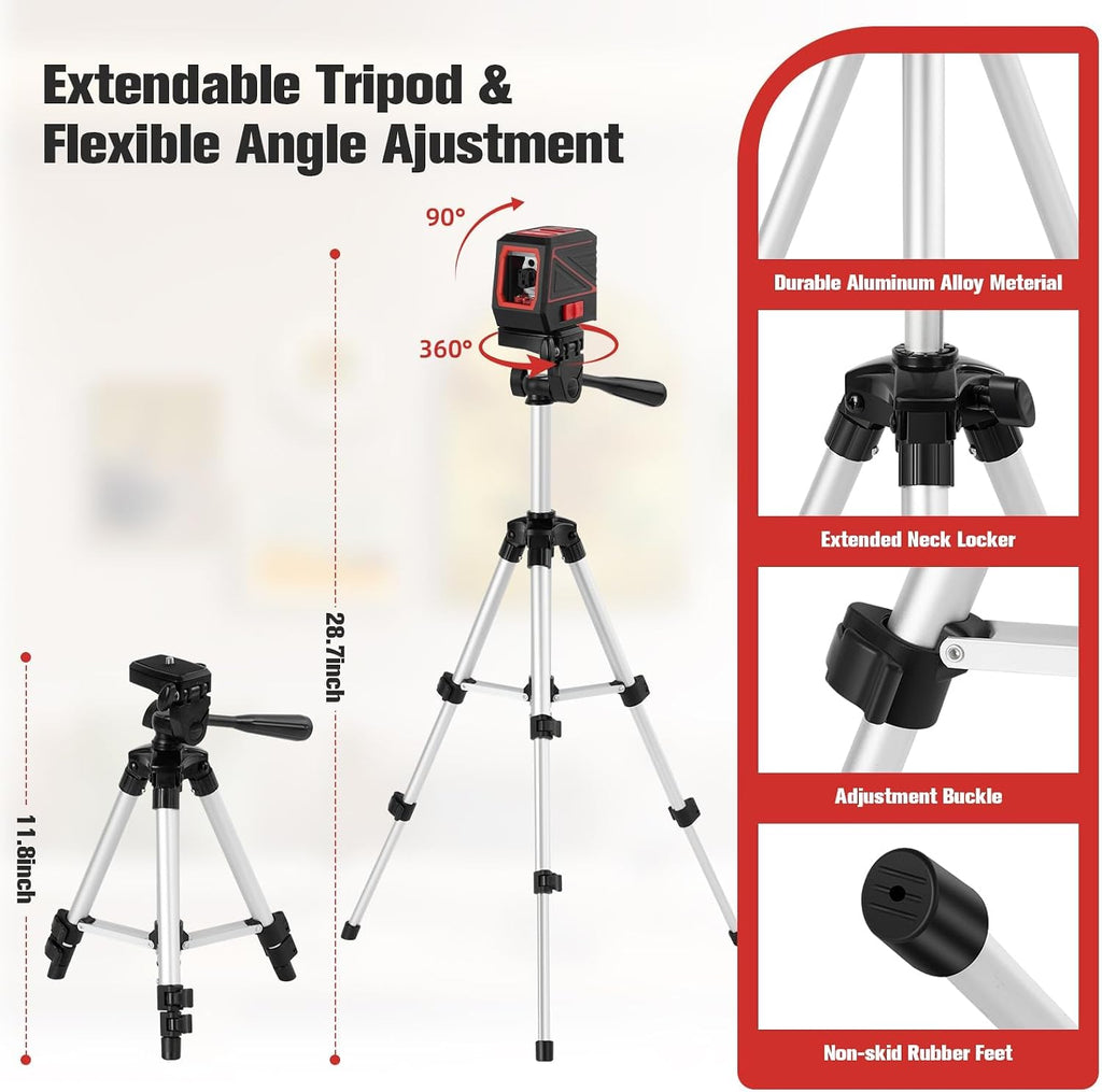 Laser Level with Tripod, 100 feet Green Cross Line Self Rotary Leveling Laser Level, Vertical and Horizontal Line