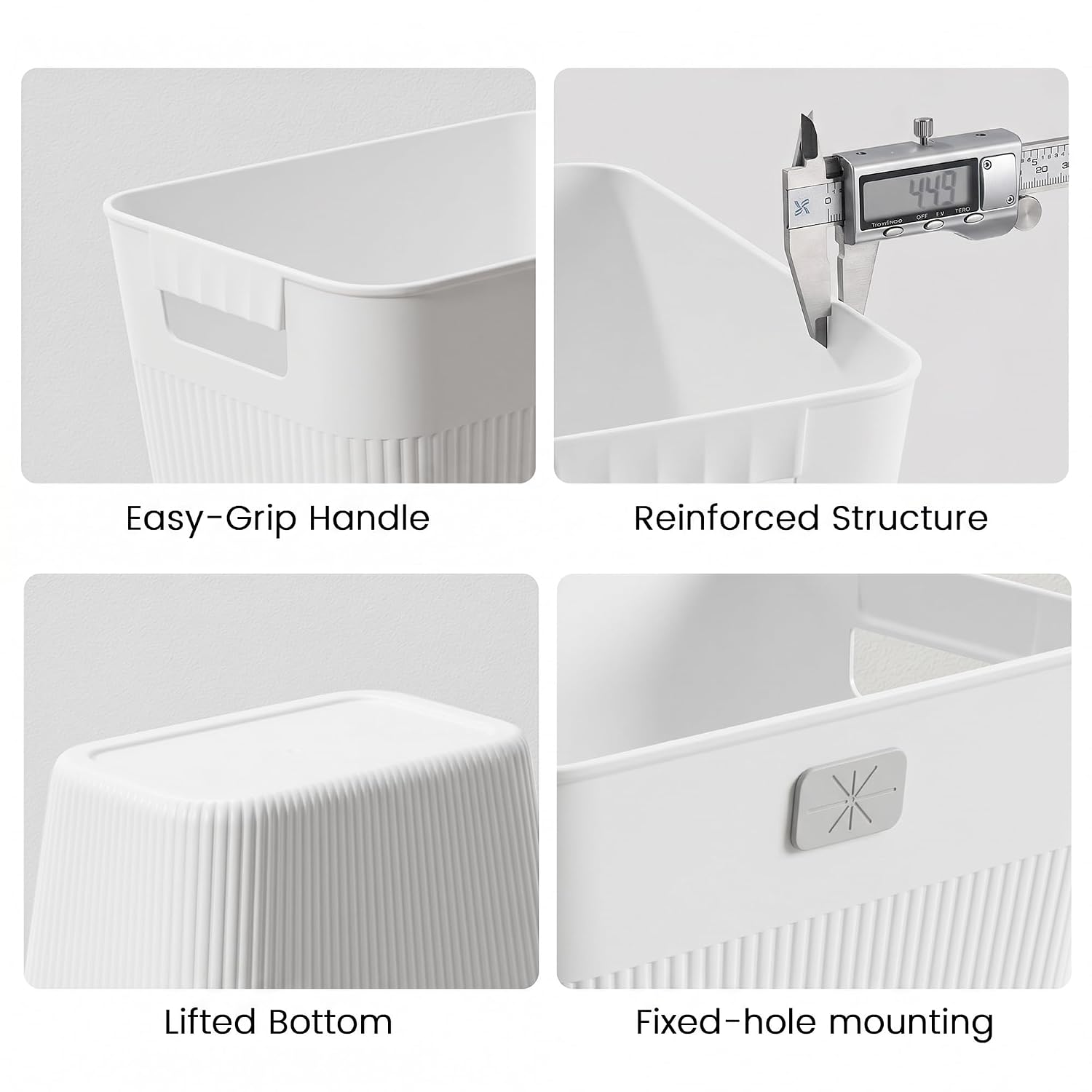 Slim Trash Can 3-Pack, 2.2 Gallon Plastic Wastebasket for Bathroom, Bedroom, Office, Kitchen with 4 Rolls Bags, White