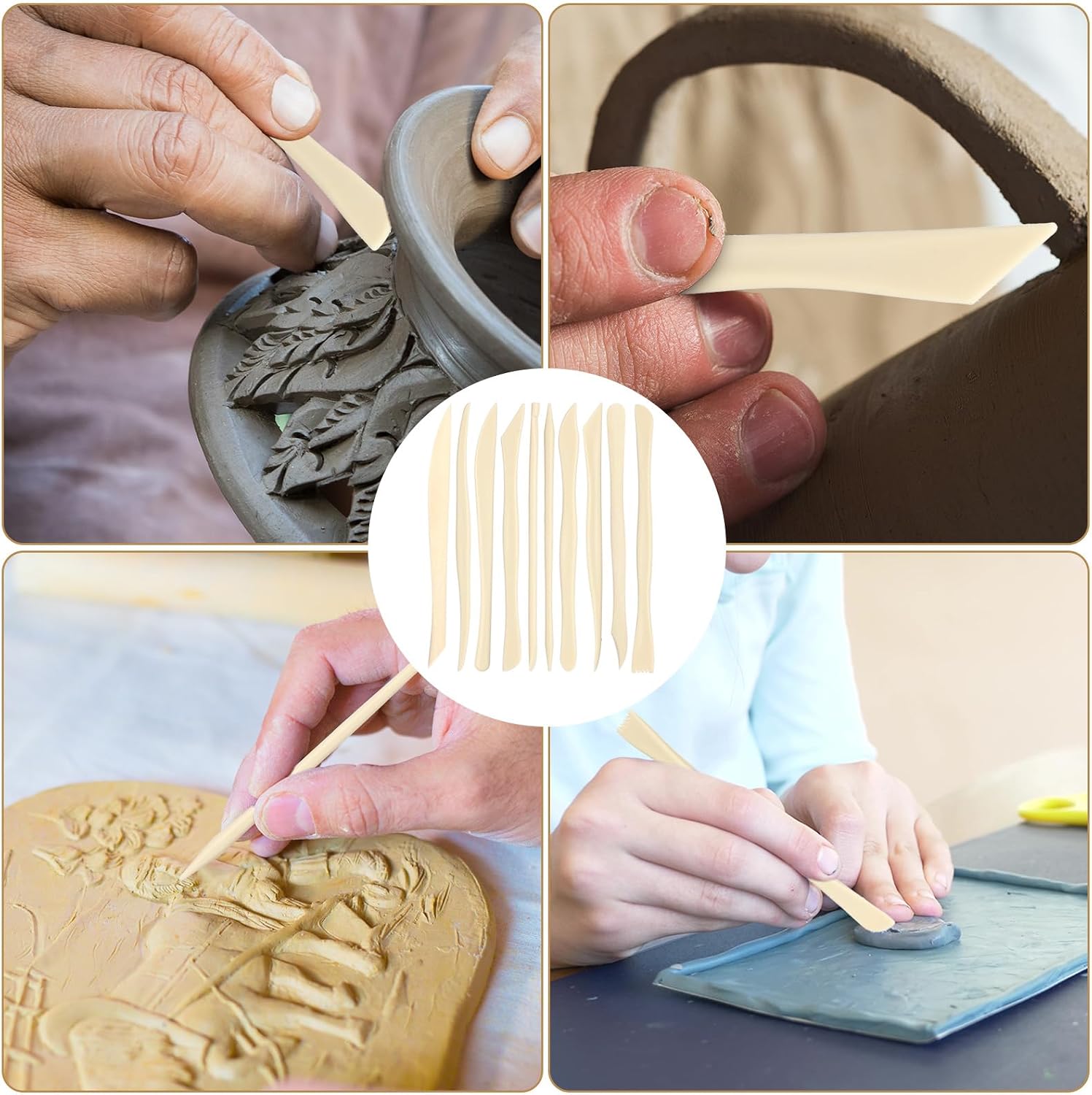 10 Set 100 Pcs Clay Tools, Plastic Sculpting Tools, Classic Style | Different Shapes Clay Carving Cutters, Plastic