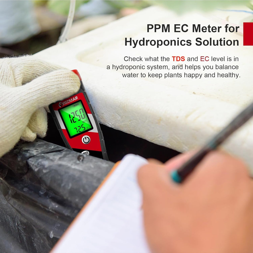 pH Meter for Water Hydroponics Supplies 4 in 1 pH PPM ECTester | pH Up and Down Tester Digital PPM Meter EC Meter