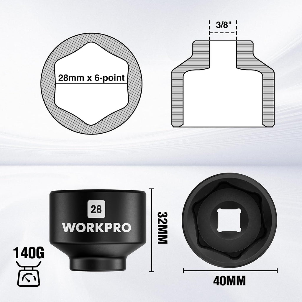 28mm Oil Filter Socket Wrench, Oil Filter Removal Tool, Oil Filter Change Set, Ideal for Some Dodge Ram 6.7L Cummins