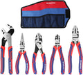 Pliers Set, Premium Cr-V Construction, Includes 6 Inch Slip Joint, Long Nose, Diagonal Cutting, 8 Inch Groove Joint