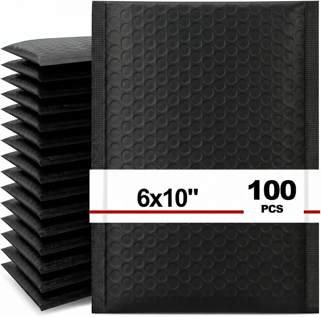 100 Pack Bubble Mailers 6x10", Usable Size 6x9" Self Seal Padded Envelopes Opaque Poly Wrap Bubble Bags Waterproof