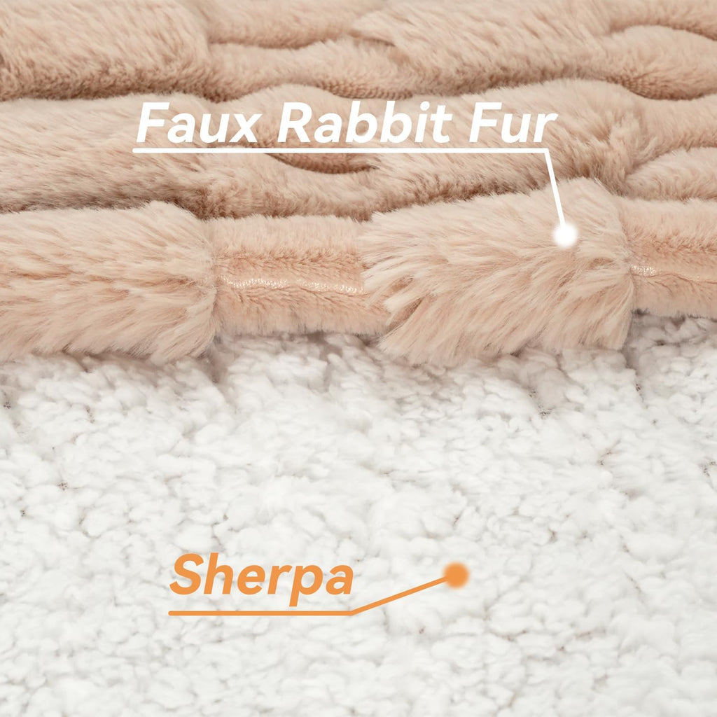 Heated Electric Blanket Throw Size Faux Fur & Sherpa 50" x 60" Soft Heating Blanket with 6 Heating Levels & 1-8 Hours