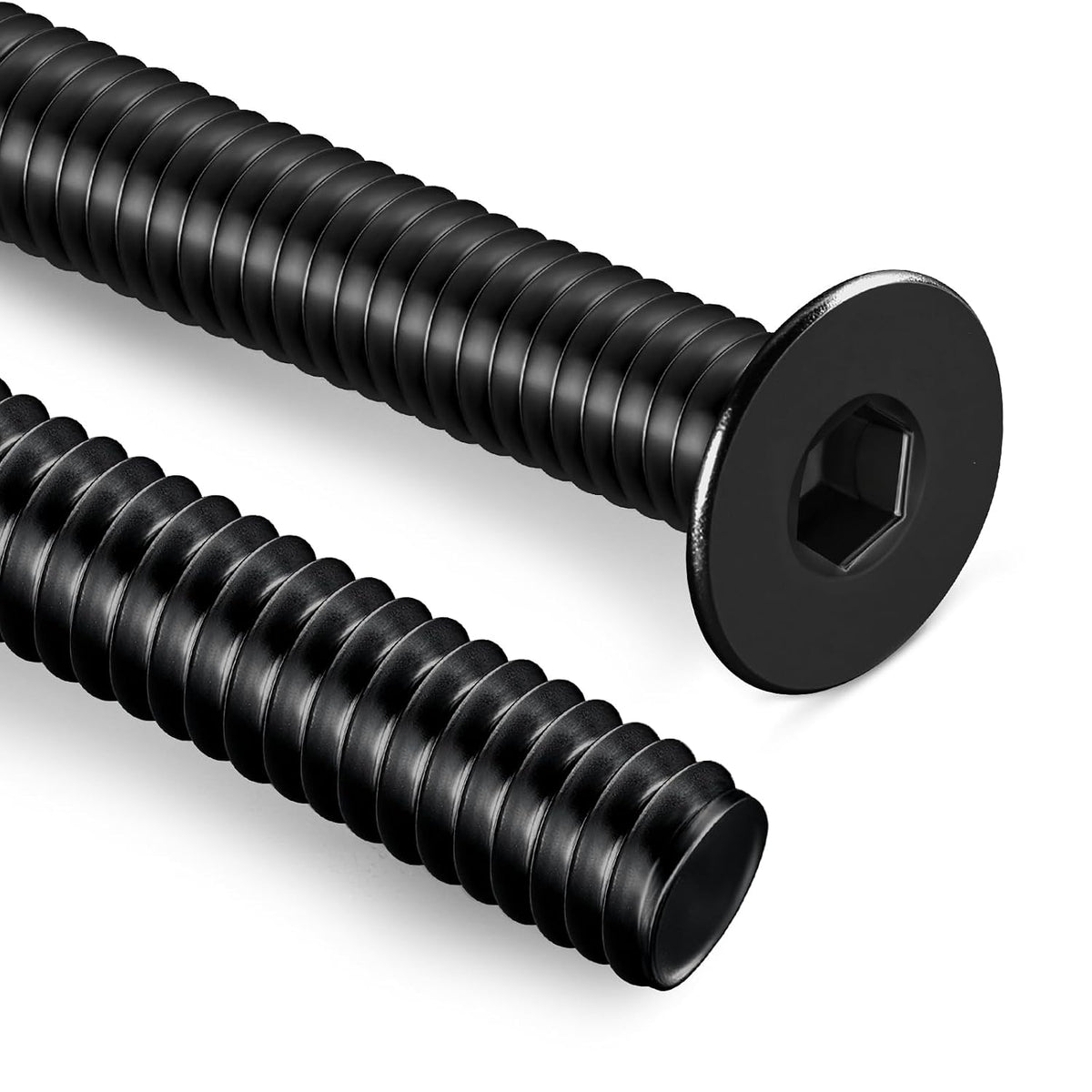 #6-32 Machine Screws, 100Pcs #6-32 x 1/4 Inch Flat Head Socket Cap Screws, 304 Stainless Steel 18-8 Countersunk Bolts, Black Zinc Finish, Full Thread (with Hex Spanner)