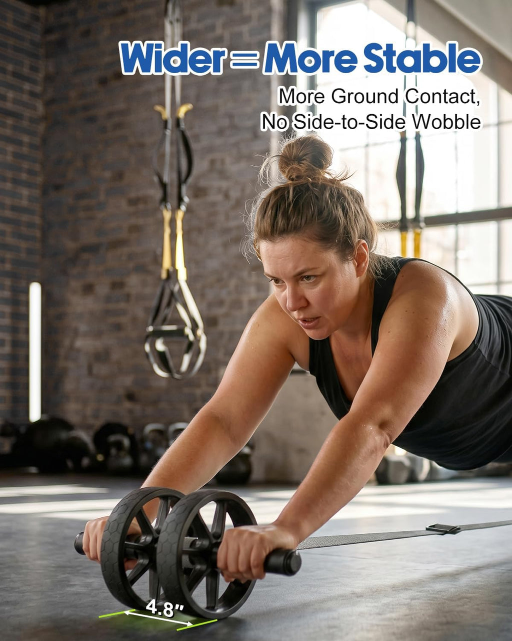 Ab Roller Wheel for Beginners to Pros, Ab Roller with Adjustable & Detachable Resistance Band, Core Workout Equipment
