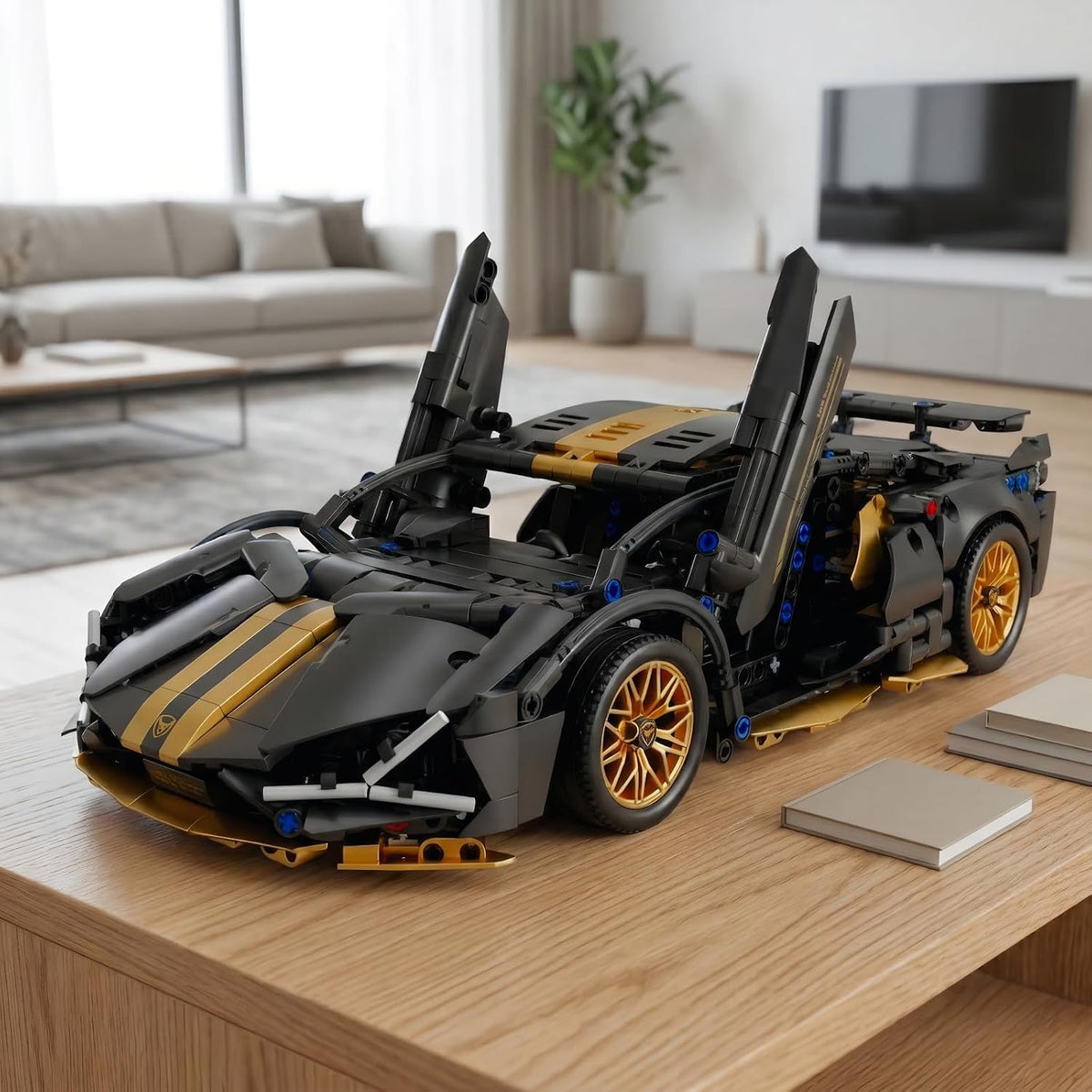 RC Car Building Kit, Opening Doors, 1:14, Black and Gold