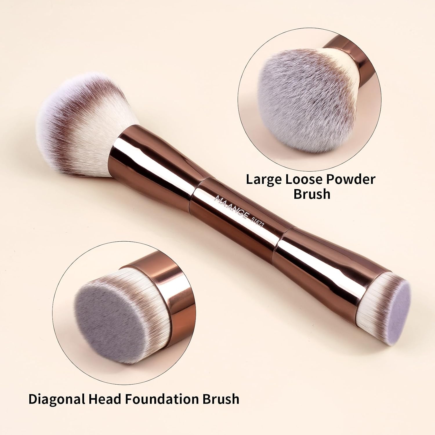 Foundation Makeup Brushes Set 2Pcs Double Ended Makeup Brush for Blending Liquid Powder Concealer Cream Blush Buffe