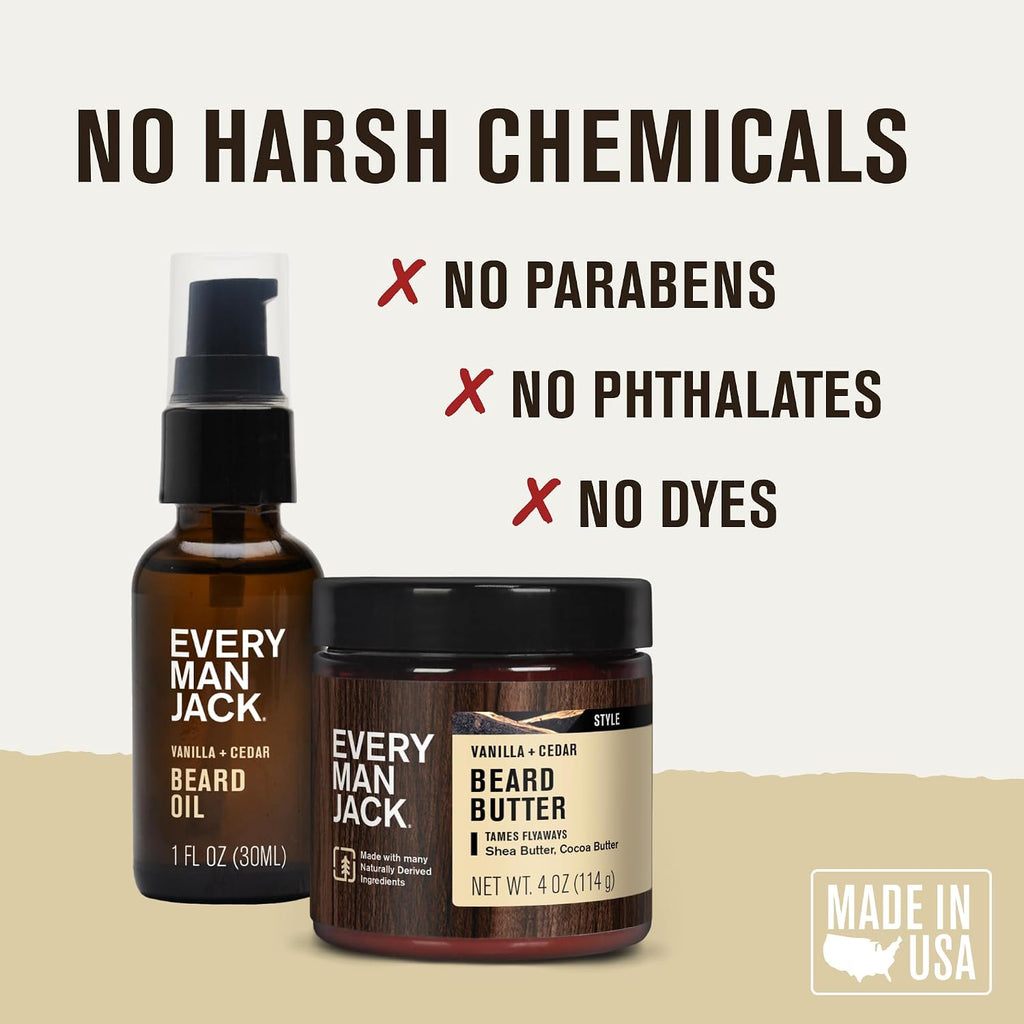 Hydrating Beard Oil & Butter for Men, Vanilla Cedar | Condition, Soften & Style Dry Beard & Scruff, Naturally Derived