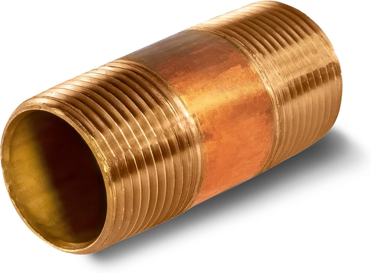 Supply Giant 3-1/2 inch Long Brass Nipple Pipe Fitting with 1/2" Nominal Diameter and NPT Ends